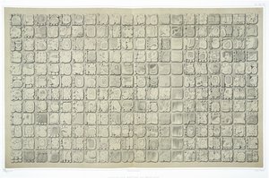 Grote plaquette met ideografisch schrift uit de Tempel van Inscripties, Palenque, c.692, platen 34 en 35 uit 